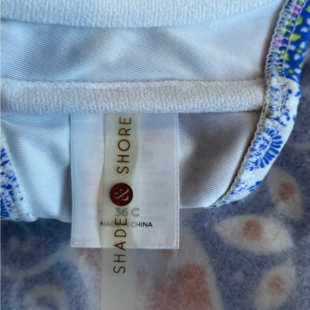 Shade & Shore Blue and White Bikini Top and Bottom 36C/Medium - Picture 5 of 7